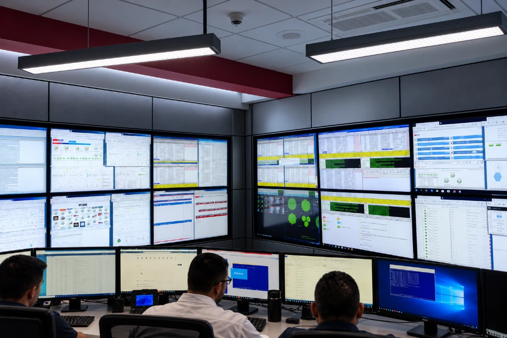 Videowall del centro de operaciones del BCR, integrado por SoniVisión